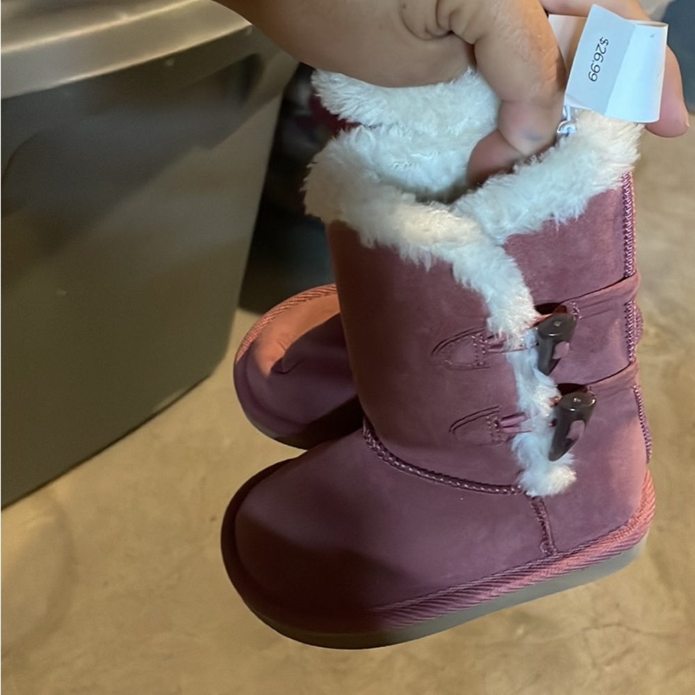 Pink Baby Boots with Faux Fur Lining